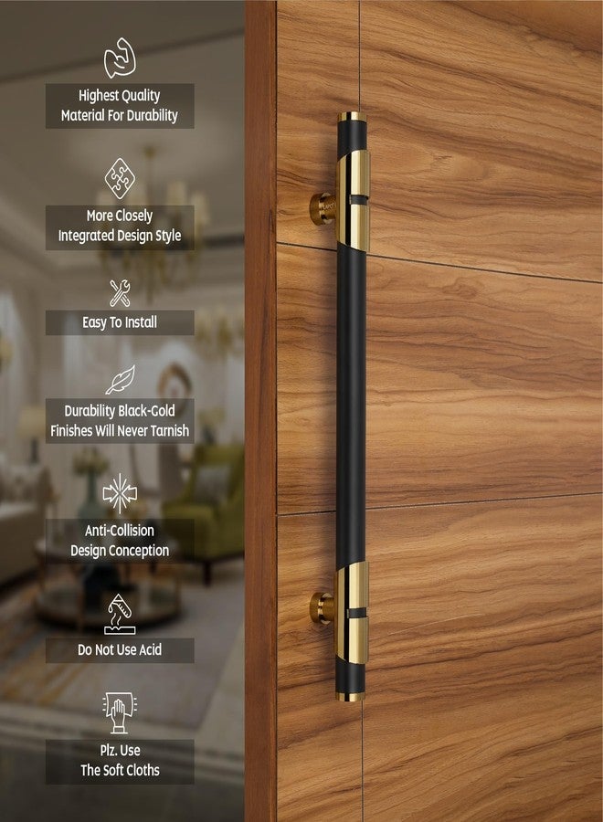 LAPO Door Handle for Main Door 24 inch, Wooden & Glass Door Handle, Door Pull Push Handle,Stainless Steel Pipe and Brass Base-Pack of 1 | Black-Gold Finish | 3 Years Warranty - Image 3